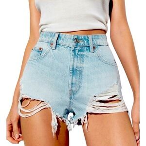 Women’s Zara Light Wash High-Rise Jean Shorts Size 10